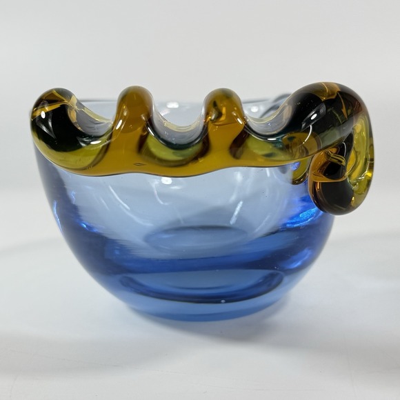 Vintage Mid Century Murano Glass Ashtray Italian Glass Art Eggplant - Picture 12 of 16